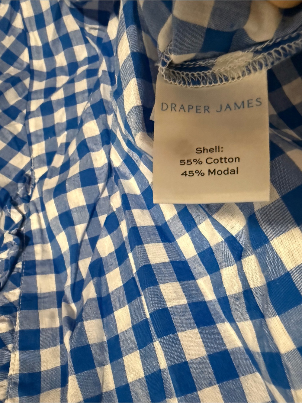 NWT Draper James Blue White Gingham Ruffle Sleeve Button Front Blouse Medium - Picture 9 of 9